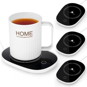 VIHOSE 4 Pack Smart Coffee Warmer Coffee Mug Warmer for Desk with Auto Shut off Gravity Induction Cup Warmer Electric Coffee Warmer Plate Temperature Heating Coffee Cup Heater for Office (Black)