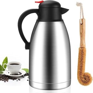 68 Oz Thermal Coffee Carafe,2 Liter Stainless Steel Thermos Carafe,Double Wall Insulated Coffee Server,Fully Sealed Coffee Thermos Dispenser Keep Hot 12 Hours,Vacuum Thermal Pot for Coffee Tea