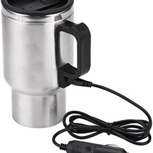 12V Car Heating Cup Car Heated Mug, 450ml Electric Mug Stainless Steel Travel Coffee Cup