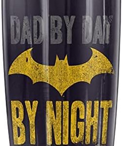 Logovision Batman Dad By Day Stainless Steel Tumbler 20 oz Coffee Travel Mug/Cup, Vacuum Insulated & Double Wall with Leakproof Sliding Lid | Great for Hot Drinks and Cold Beverages