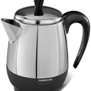 Farberware Electric Coffee Percolator, FCP240, Stainless Steel Basket, Automatic Keep Warm, No-Drip Spout, 4 Cup