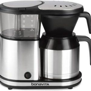 Bonavita 5 Cup Drip Coffee Maker Machine, One-Touch Pour Over Brewing w/Double Wall Thermal Carafe, SCA Certified, 1100 Watt, BPA Free, Dishwasher Safe, Stainless Steel, BV1500TS