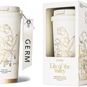 GERM 20 oz Coffee Insulated Stainless Steel Coffee Vacuum Bottle with Lid and Straw - Leak-Proof, BPA-Free, Portable, Ideal for Water, Iced Tea, Coffee, Travel, Sports, and Office Use. (Tea White)