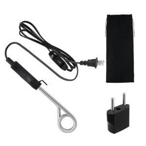 Portable Immersion Cup Mug Water Heater Traveling/Camping Accessories - 300W with On/Off Switch - 120/240V Dual Voltage Travel Adapter - Electric Kettle Alternative - Warmer for Tea Coffee Hot Drinks