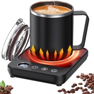 Coffee Mug Warmer & Mug Set for Desk, Electric Coffee Cup Warmer with 6 Temp Settings Auto Shut Off, 16oz Heated Mug for Heating Coffee Milk, Coffee Gifts for Women Men, Office Home Accessories