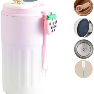 14oz Smart Coffee Thermos With Temperature Display,Smart Cup Led,Smart Insulated Travel Coffee Mug -Summer Cold Storage Portable Coffee Thermos Smart for Car(Gradual Pink)