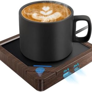 Coffee Mug Warmer: Candle Warmer Coffee Warmer for Desk Auto Shut Off Candle Wax Warmer for Scented Wax Smart Heated Mug Warmer for Coffee, Tea, Hot Chocolate, Milk, no Cup (U1-Wood)