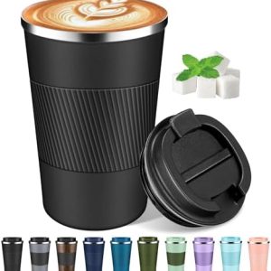 Coffee Travel Mug 12 oz & 17 oz Insulated Coffee Mug with Lid Portable Spill-Proof Coffee Travel Mug No Handle Reusable Stainless Steel Mug Keeps Cold and Hot Suitable for Car, Daily, Travel and Gifts