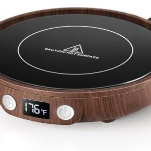 SWEETFULL Mug Warmer, 36W Coffee Cup Warmer for Desk with 3-Temp Settings Display, 2-12H Timer, Candle Warmer Plate, Coffee Accessories for Women Men Mom Dad - Wood