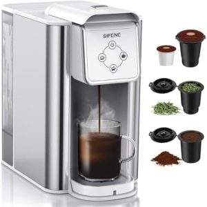 3-in-1 Capsule Coffee Machine - Single Serve Brewer for Coffee Pods, Ground Coffee, & Loose Tea, 6-12oz Brew Sizes, 50oz Removable Tank, 1150W, Compact, Efficient, White