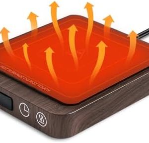 Coffee Mug Warmer Coffee Warmer for Desk Auto Shut Off with 5 Temperature Control 6 Time Adjustable, Mug Cup Heater for Office Home Warming Candle Warmer Coaster Heating Coffee Milk Tea Chocolate-Wood