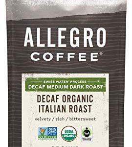 Allegro Coffee Decaf Organic Italian Roast Ground Coffee, 12 Ounce (Pack of 1)