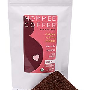 Mommee Coffee Decaf Ground Low Acid Coffee - 100% Arabica Organic Decaf Coffee Beans with Smooth Caramel Flavor - Medium Grind for Drip, Reusable One Cup Filters - 11 oz