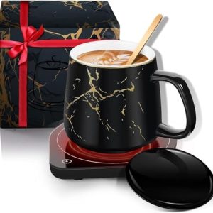 Coffee Mug Warmer & Mug Set, Coffee Cup Warmer with 2 Temperature Settings, Electric Coffee Warmer for Desk Auto Shut-Off, Candle Warmer Coffee Warmer with Mug Set for Christmas & Birthday Gifts