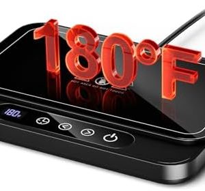 Misby Coffee Mug Warmer, 50W Large Heating Panel Mug Warmer with 6-Temp Settings, 8H Auto Shut-Off, 12H Timer, Ultra-Thin Design, Coffee Warmer for Desk, Ideal for Home, Office, and Travel (Black)