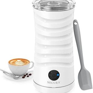 Secura Electric Milk Frother, Automatic Milk Steamer, 4-IN-1 Hot & Cold Foam Maker-8.4oz/240ml Milk Warmer for Latte, Cappuccinos, Macchiato with Silicone Spatula, Silent Operation & Shut-off
