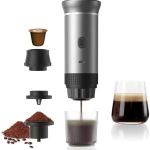Zcyge Portable Coffee Maker Espresso Machines, Mini Travel Camping Coffee Makers, Battery Portable Espresso Self-Heating Car Coffee Maker With Ground Coffee & NS Capsule