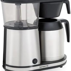 Bonavita Connoisseur 8-Cup One-Touch Coffee Maker Featuring Hanging Filter Basket and Thermal Carafe, BV1901TS, Stainless Steel, Chrome