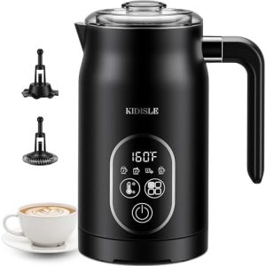 Electric Milk Frother, 4 In 1 Milk Frother and Steamer With Temperature Control, Automatic Warm and Cold Foam Maker for Coffee, Latte, Hot Chocolate, Cappuccinos, Macchiato, Black