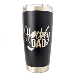 Hockey Dad 20oz Coffee Tumbler (Black), Stainless Steel tumbler for men, Insulated Coffee Travel Mug, Ice Hockey gifts for Men