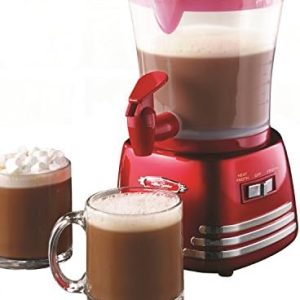 Nostalgia Retro Frother and Hot Chocolate Maker and Dispenser, 32 Oz, for Coffees, Lattes, Cappuccinos, Red