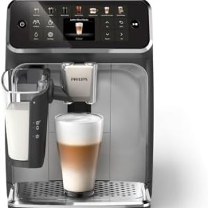 PHILIPS 4400 Series Fully Automatic Espresso Machine – 12 Hot & Iced Coffees, Quick-to-Clean LatteGo Milk System, SilentBrew, QuickStart, Ceramic Grinder, Black Chrome (EP4444/90)