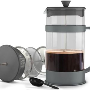 Utopia Kitchen 12 Ounce 0.35 Liter French Press Coffee Maker, Tea Maker, Travel Coffee Presses, Heat Resistant Thickened Borosilicate Coffee Pot for Camping Travel Gifts, Grey Pack of 1