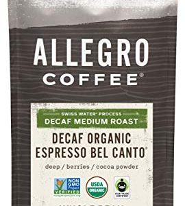 Allegro Coffee Decaf Organic Espresso Bel Canto Whole Bean Coffee, 12 oz