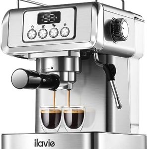 Espresso Machine 20 Bar, Professional Espresso Maker Cappuccino Machine with Steam Milk Frother, Stainless Steel Espresso Coffee Machine with 61oz Removable Water Tank, for Home Office Dad Mom