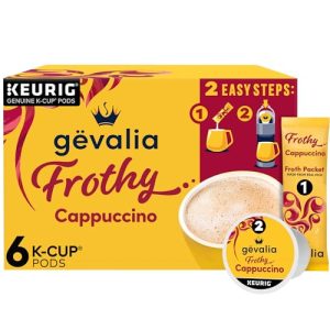 Gevalia Frothy 2-Step Artificially Flavored Cappuccino Espresso Style K‐Cup Coffee Pods & Froth Packets Kit, 6 ct. Box