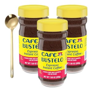 Café Bustelo Dark Roast Instant Coffee, Bold Espresso Style, 3-Pack With Golden Ss Spoon, Rich Robust, Quick Preparation, Versatile Beverage, Ground Dark Roast Coffee [Pack Of 3]