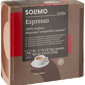 Amazon Brand - Solimo Espresso Capsules, Medium Roast, Compatible with Original Brewers, Pack of 1x50 Capsule (50 count)