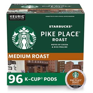 Starbucks K-Cup Coffee Pods, Medium Roast Coffee, Pike Place Roast for Keurig Brewers, 100% Arabica, 4 boxes (96 pods total)