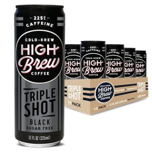 High Brew Coffee, Triple Shot Black, Cold Brew Coffee, Sugar-Free, Dairy-Free, 11 Fl Oz, Ready-To-Drink (Pack of 12)