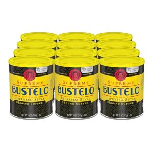 Supreme by Bustelo Espresso Style Ground Coffee, Medium Dark Roast, 10-Oz. Canister (Pack of 12)