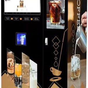 Robot Arm Making Ice Coffee Cafe Vending Machine Robot Coffee Machine Fully Automatic,20 kinds of flavors drinks,200Cups can serve in Cafe,Mall,Fuel Stations work for 24/7, 32inch Touchscreen for Ads