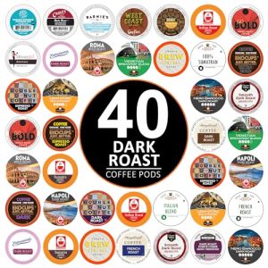 Perfect Samplers Dark Roast Coffee Pod Variety Pack - Pack for Keurig K Cups Coffee Makers, Bold 40 Count