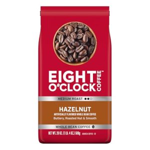 Eight O'Clock Coffee Hazelnut, Medium Roast, Whole Bean Coffee, 20 Ounce 100% Arabica, Kosher Certified