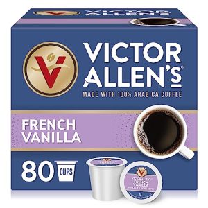 Victor Allen's Coffee French Vanilla Flavored, Medium Roast, 80 Count, Single Serve Coffee Pods for Keurig K-Cup Brewers