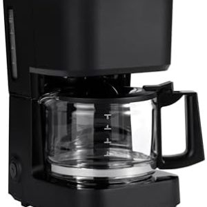 Amazon Basics 5 Cup Drip Coffee Maker, Coffee Machine with Glass Coffee Pot (0.8 Qt), Auto Shut-off, Auto Pause, Removable Filter Basket, Matte Black