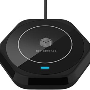 Smart Beverage Heating Plate Candle Wax Cup Warmer Electric Thermostat Coaster for Hot Coffee Milk Tea Water Cocoa Desk Home Office Use (R1 Black)