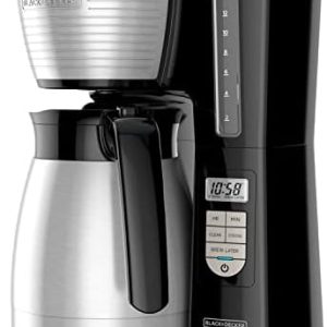 BLACK+DECKER 12-Cup Thermal Programmable Coffee maker, Brew Strength Selector, Auto-clean, Black and Silver