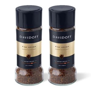 DAVIDOFF Fine Aroma Instant Coffee - Elegant and Fragrant - Medium Body with a Acidic Tang - 100% Arabica Beans - 7/12 Intensity - 2 x 3.52 oz