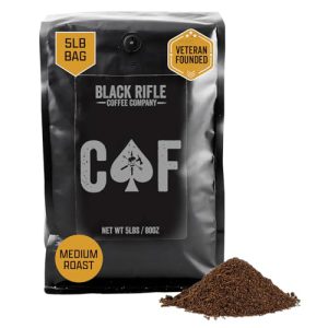 Black Rifle Coffee Company CAF, 5 lb Bag, Ground Coffee Medium Roast - Roasted Blend Made from Arabica Beans - Colombian & Brazilian Beans - Veteran Founded & American Made