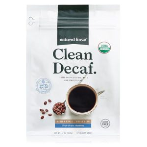 Natural Force - Organic Clean Decaf Coffee, Mold & Mycotoxin Free, Lab Tested for Toxins & Purity, Low Acidity, Whole Bean Swiss Water Decaf Medium Roast, 12 oz