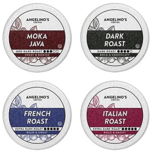 Angelino's Coffee, 96 Count, Compatible with Keurig 2.0 K-Cup Brewers (Dark Roast Variety, 96 Count)