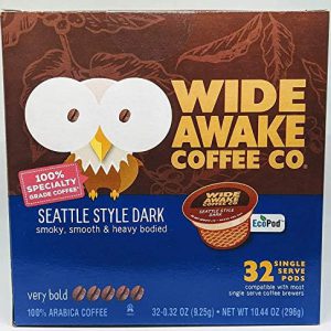 Wide Awake Coffee Seattle Style Dark Single Serve Cups 13oz (32 Count Box)