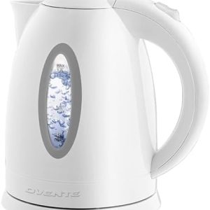OVENTE Electric Kettle, 1.7L Fast Boiling Water Heater for Coffee or Tea, BPA Free with Water Level Gauge, Auto Shut-Off, Boil-Dry Protection, Indicator Light and Removable Filter, White KP72W