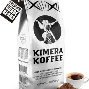 Kimera Koffee Original Blend - Organic Medium Roast Ground Coffee, Vitamin-Infused with Taurine, Alpha GPC, DMAE, L-Theanine for Cognitive Support & Athletic Performance, 12oz