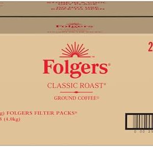 Folgers Classic Roast Coffee Filter Packs, 0.9 Oz, Box Of 160 Packs